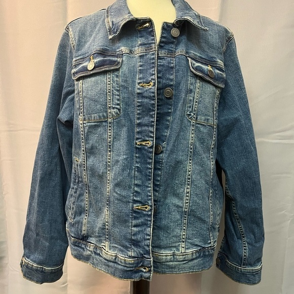 EUC LAUREN CONRAD Blue Denim Blue Jean women’s jacket button down cott… - Picture 4 of 11